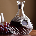 **Elegant Wine Decanter:** A beautifully designed wine decanter, showcasing its aesthetic appeal and how it enhances wine presentation. Focus on intricate details and fine craftsmanship.